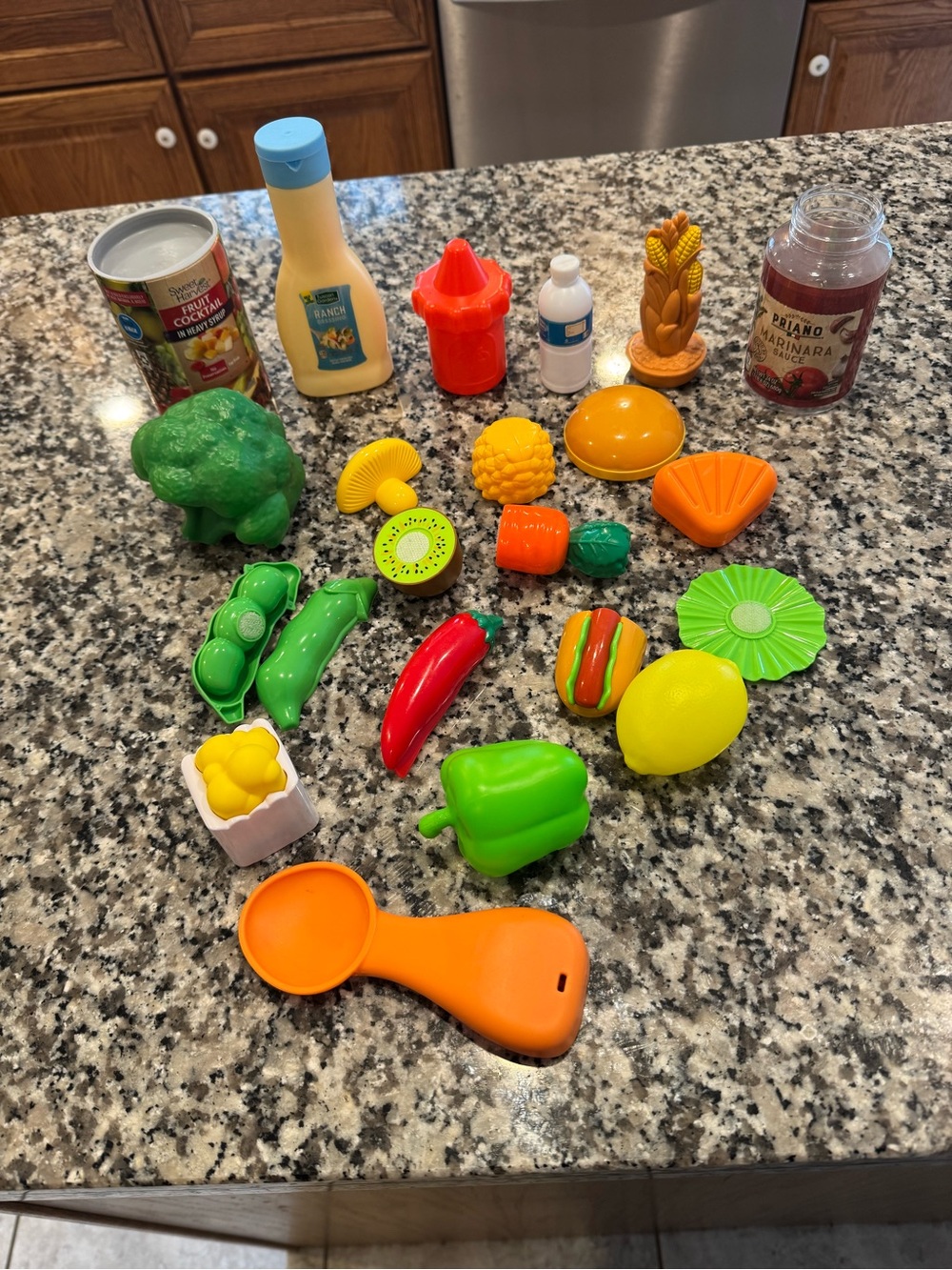 Assorted Kids Play Food Toy Set - Bright Green, Yellow, Orange, Red Pieces